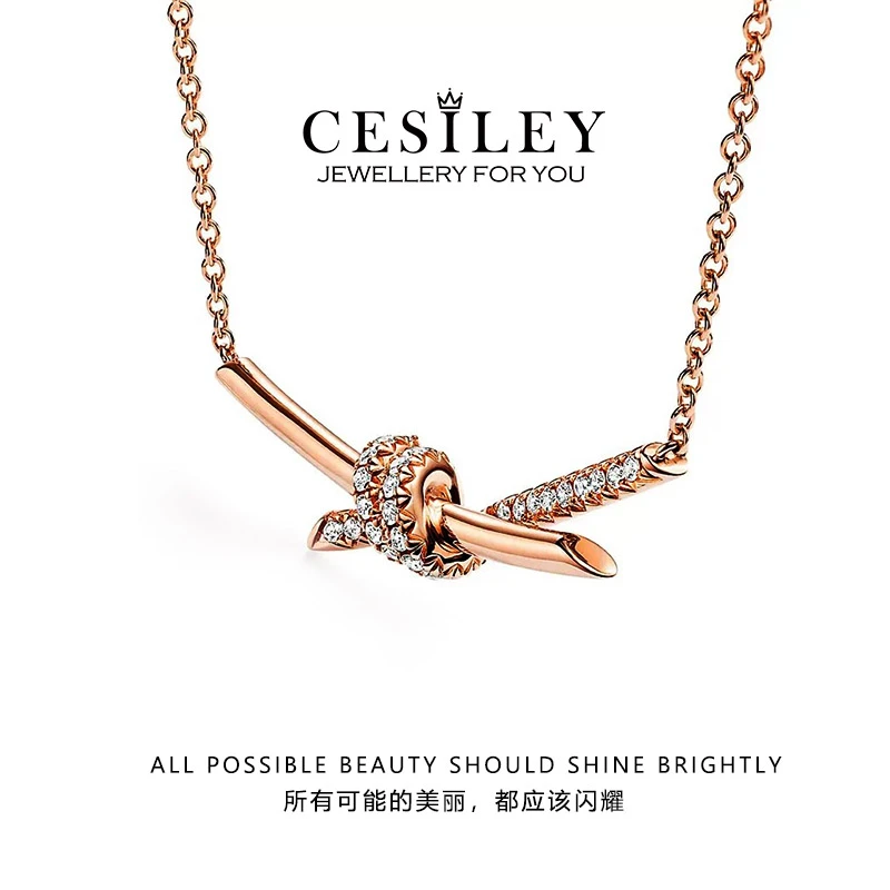 铜合金项链 满镶绳结项链高级设计感DTB2009