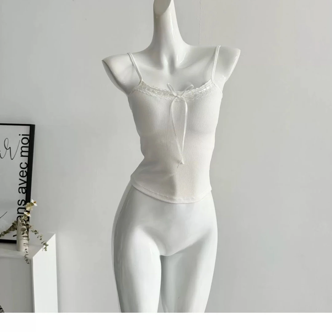 BM风绑带蝴蝶结蕾丝螺纹性感纯欲抹胸内衣显瘦内搭外穿裹胸上衣女