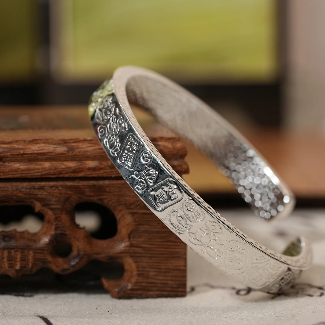 足银手镯 999.9银醒狮锤纹经典轻奢风吉言镯时尚29