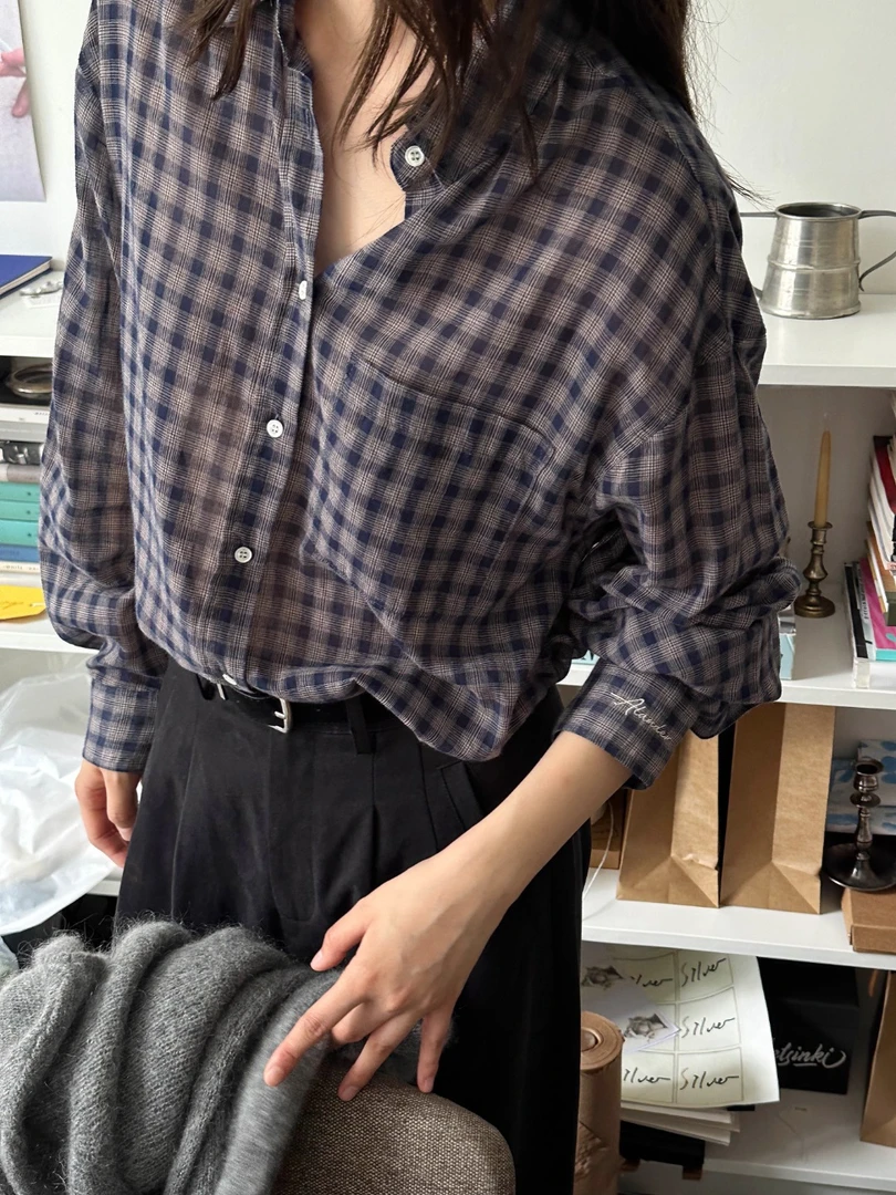 《6.8大上新》轻薄微透宽松落肩翻领衬衫 00850