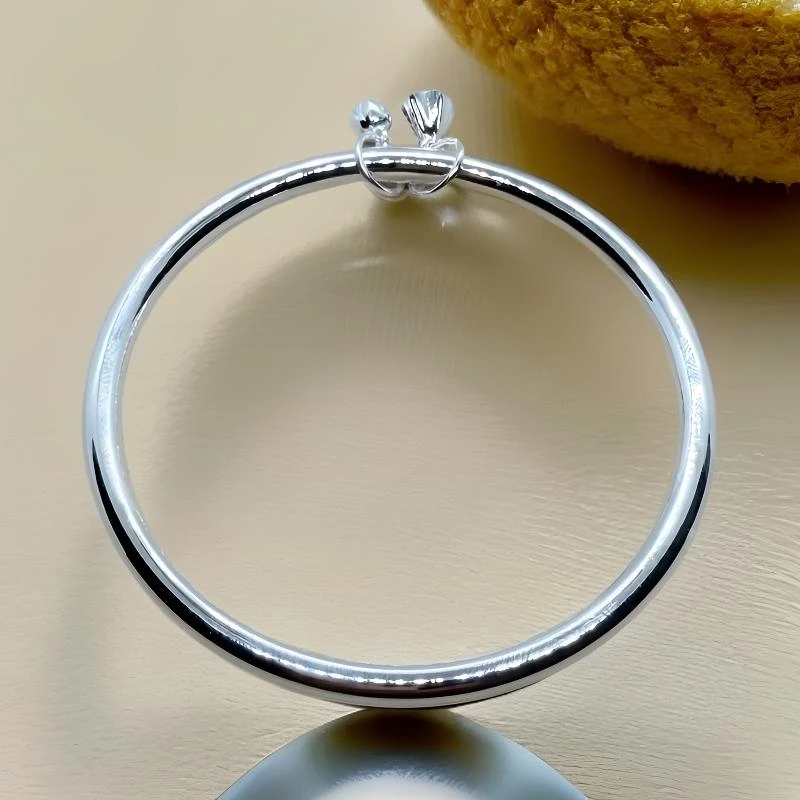 足银手镯 黔韵银绣足银9999光面圆棍素圈两世欢手镯时尚精美白搭