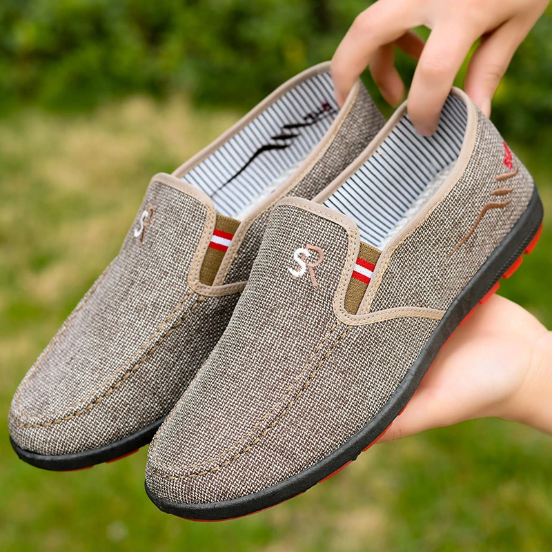 一脚蹬休闲爸爸鞋帆布鞋耐磨中老年春秋透气老北京布鞋防滑夏季鞋