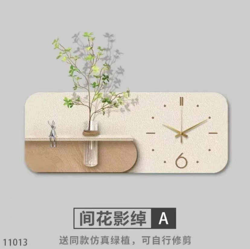 立体砂岩奶油风餐厅电表箱装饰画带钟表2025新款客厅电闸箱绿植