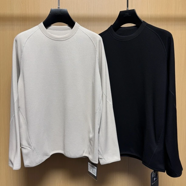 【宽松长袖】6802男士休闲时尚圆领菠萝纹长袖T