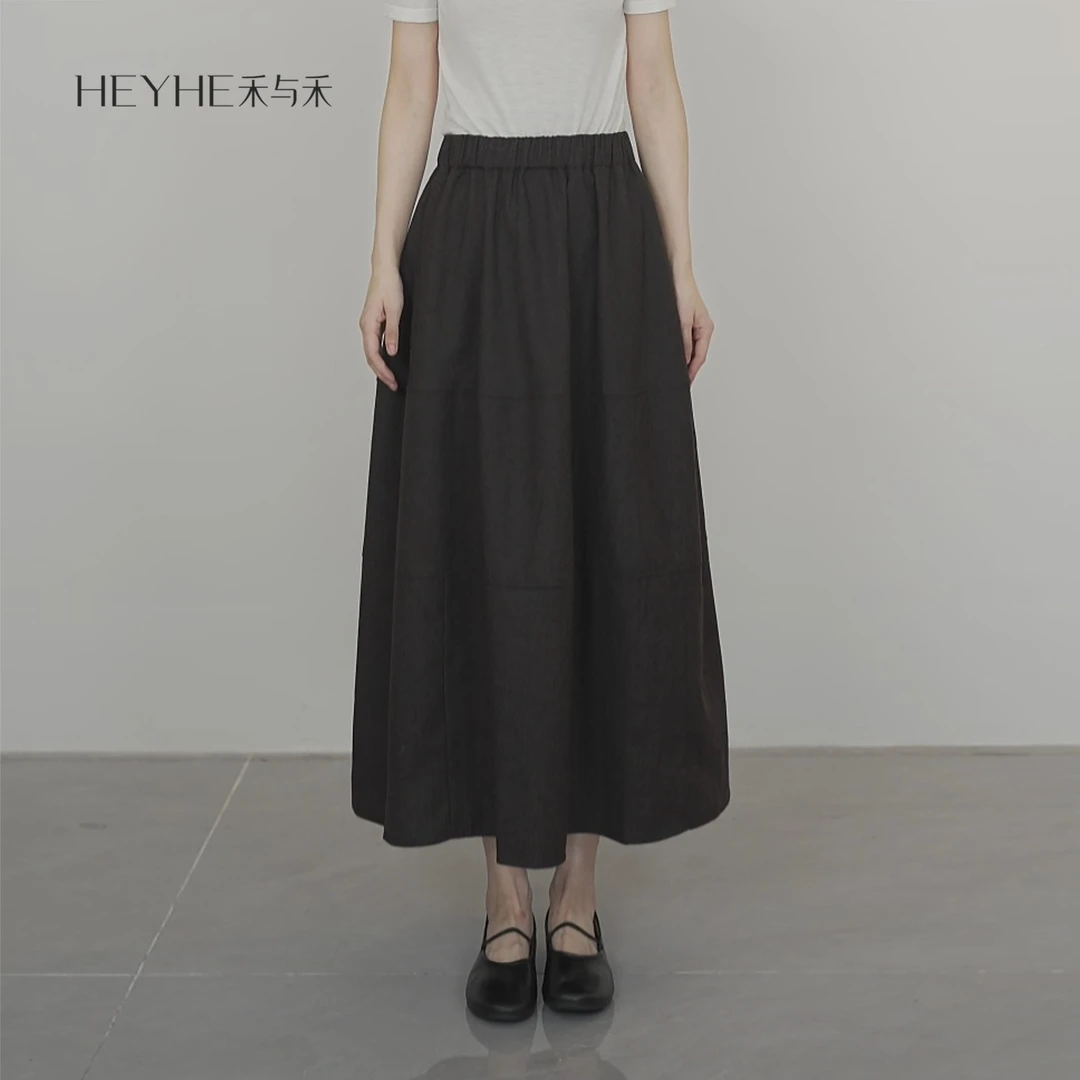 小禾【铃兰半裙】羊毛混纺全腰橡筋素雅气质中长款A字蓬蓬花苞裙