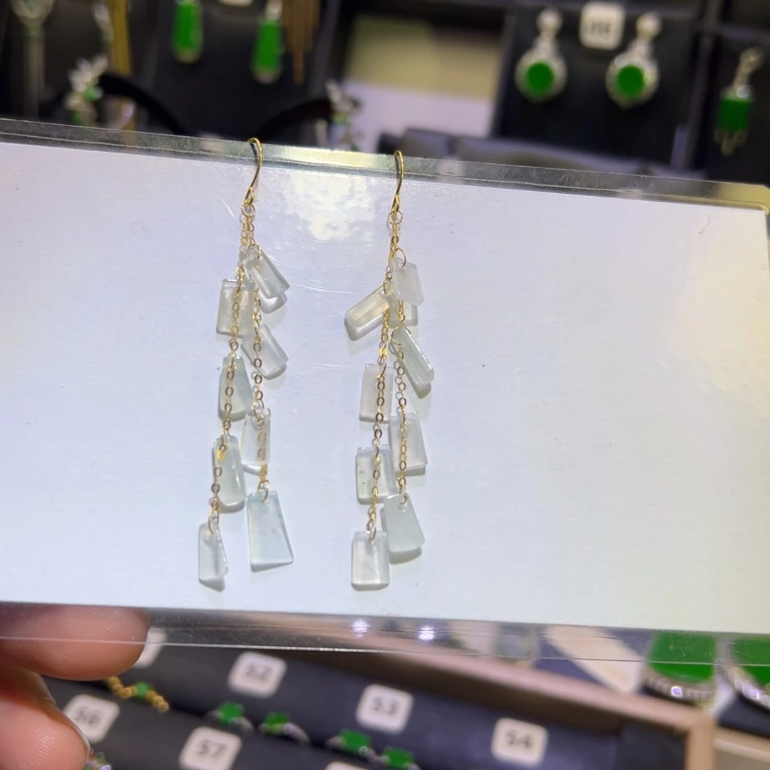 翡翠18K金镶嵌颈饰耳环