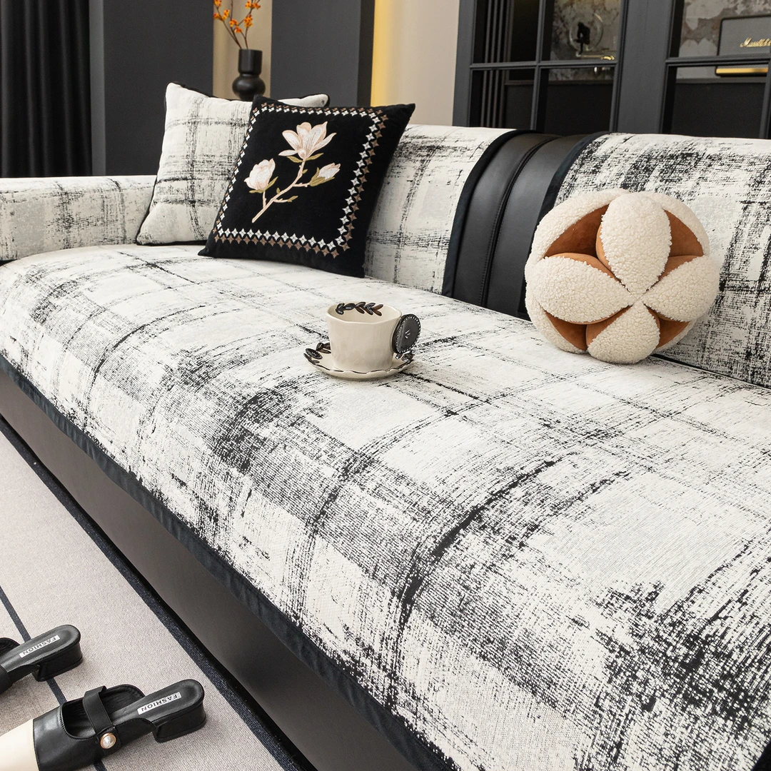 沙发垫高级感雪尼尔盖布巾2025四季新款固定防滑直排皮坐垫子套罩