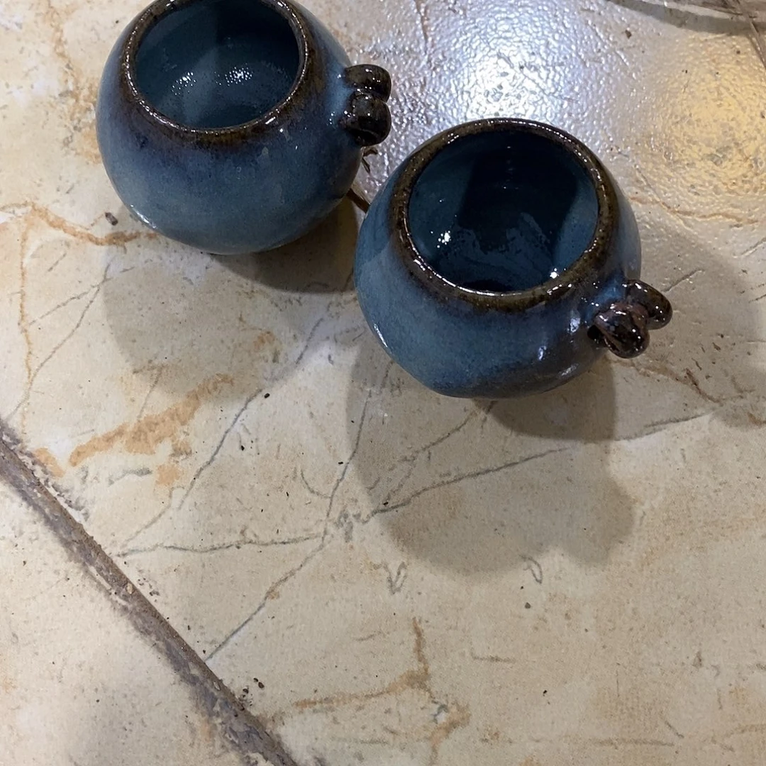 钧窑的两个鸟食罐