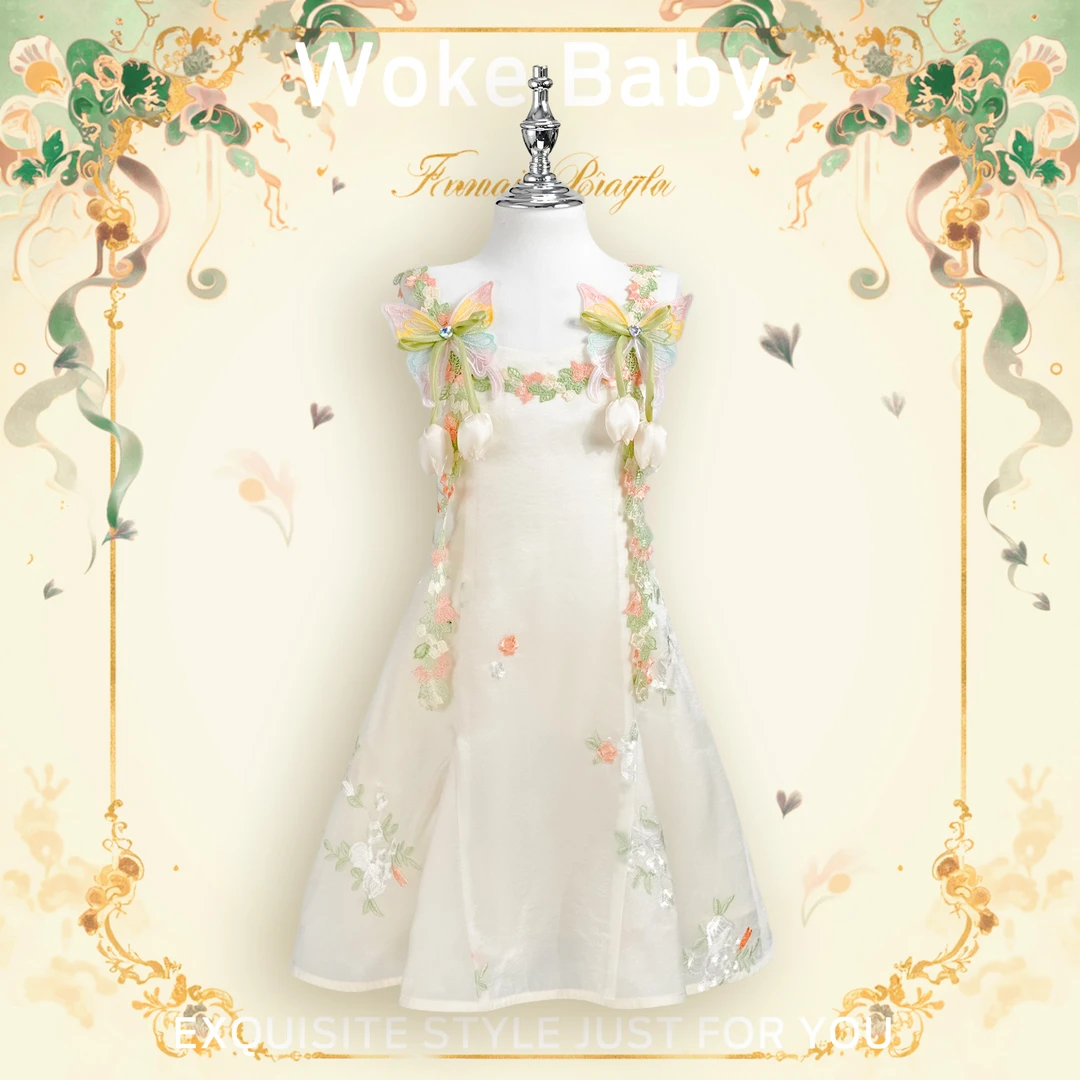 女童夏季中大童上衣中领套头汉服连衣裙M5656