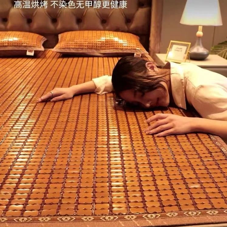 夏季麻将席子竹凉席碳化可折叠1.5m1.8米0.8米单双人床学生宿舍席
