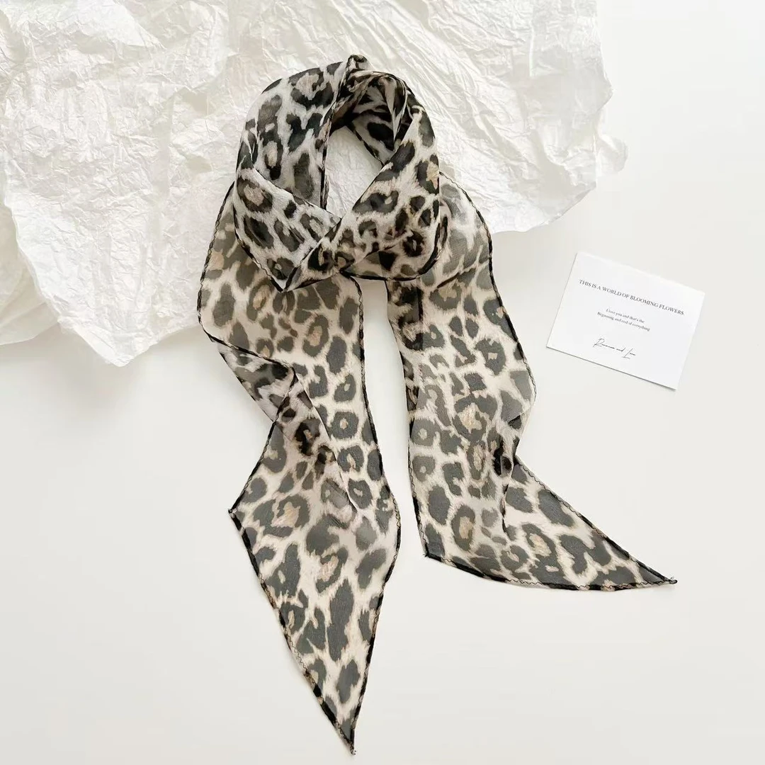 ZS822【乔其纱小长巾】豹纹 时尚丝巾四季百搭女士长巾气质