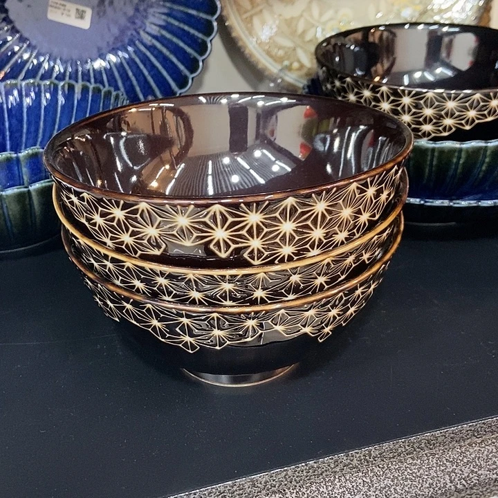 猜****瓷片橙色大碗3只日本进口