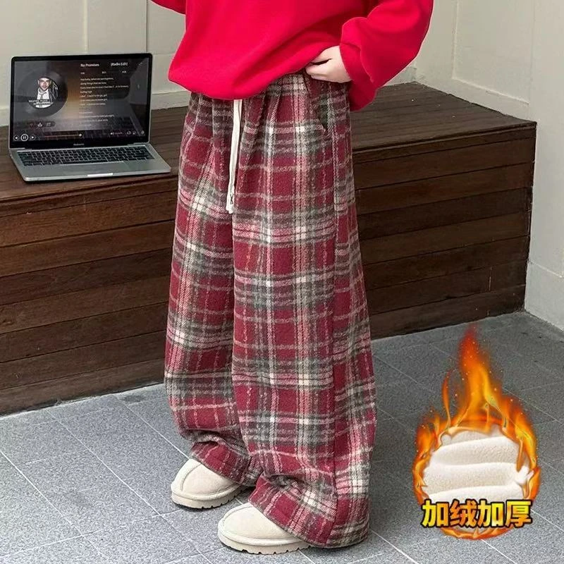 【丫丫童品】女童加厚加绒年款格子裤G217