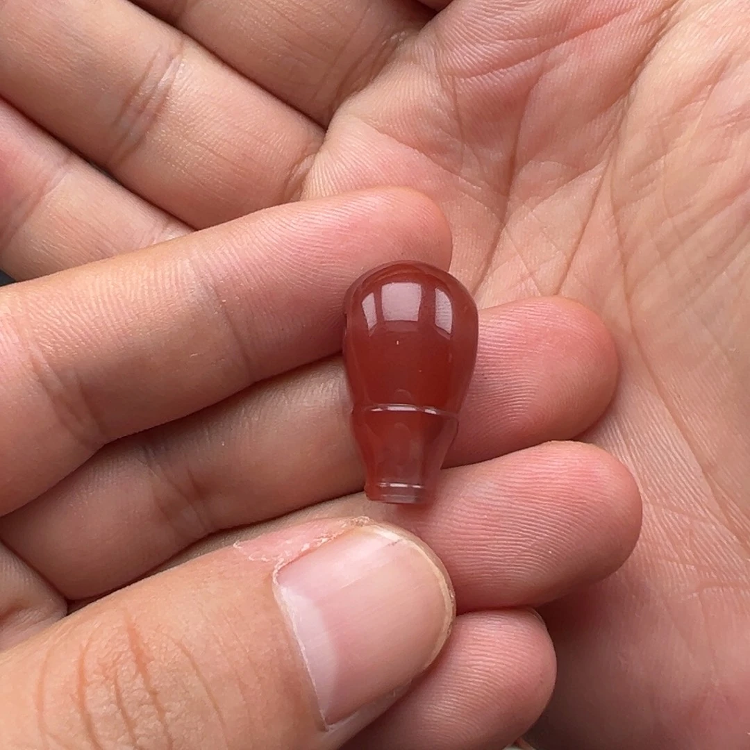 未镶嵌玫红双色三通 12mm+南红玛瑙