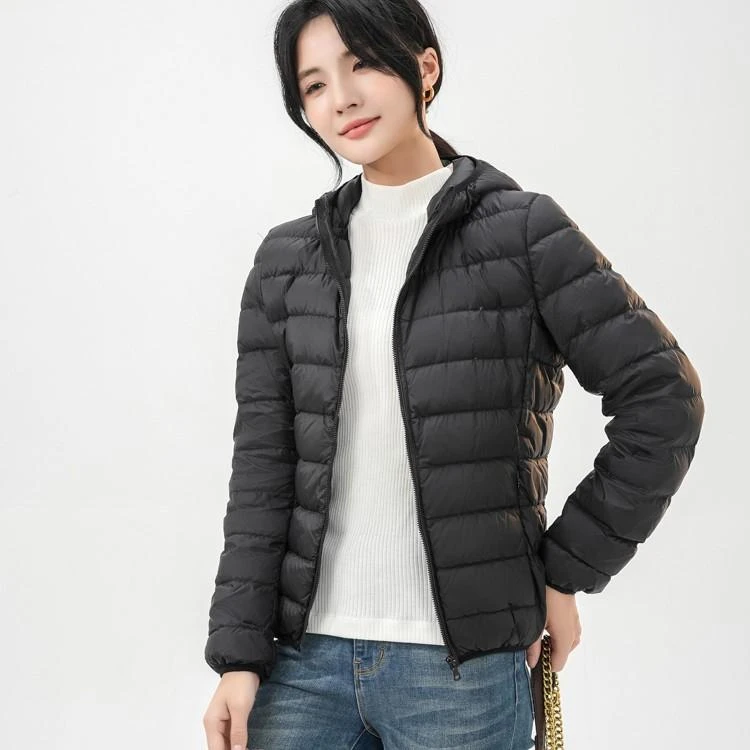 2025新款大码女羽绒服女连帽立领短款韩版修身轻薄款学生轻便外套