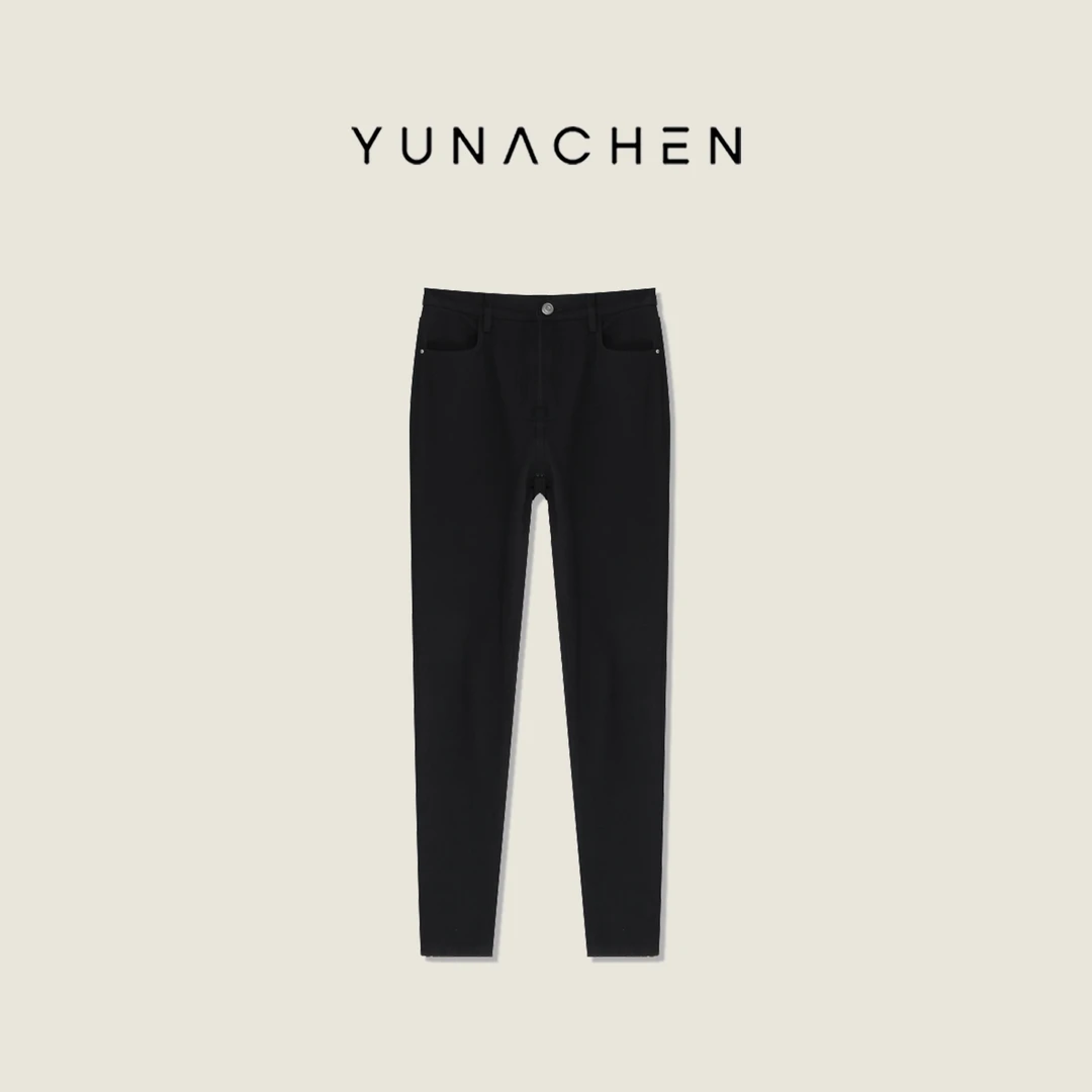 菠萝宝宝现货【墨黑】I28秋冬设计师修身简约直筒牛仔裤44-G23SWK10