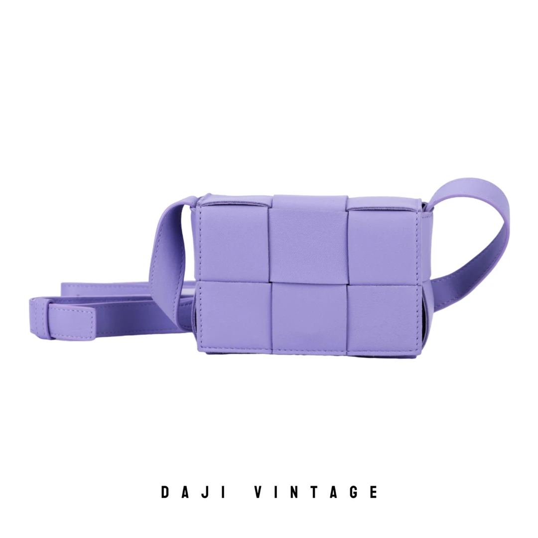 95新 BOTTEGA VENETA/葆蝶家 大吉一店/Bv紫色mini六格相机斜挎包