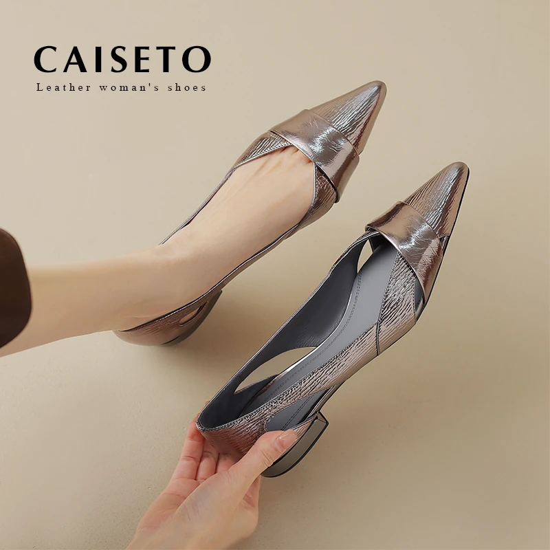 牛皮/2.5cm2024年夏季新款气质软皮百搭尖头平底鞋D282