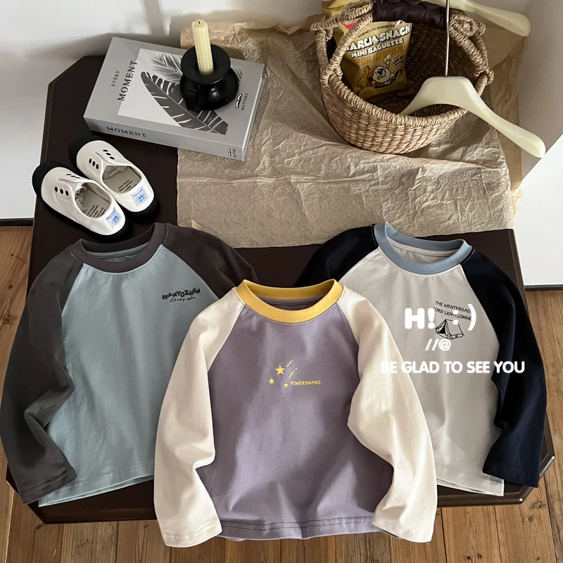 【百分百棉】郝叔童品秋季潮牌2025时尚男童高货网红长袖恤kkHZ5340