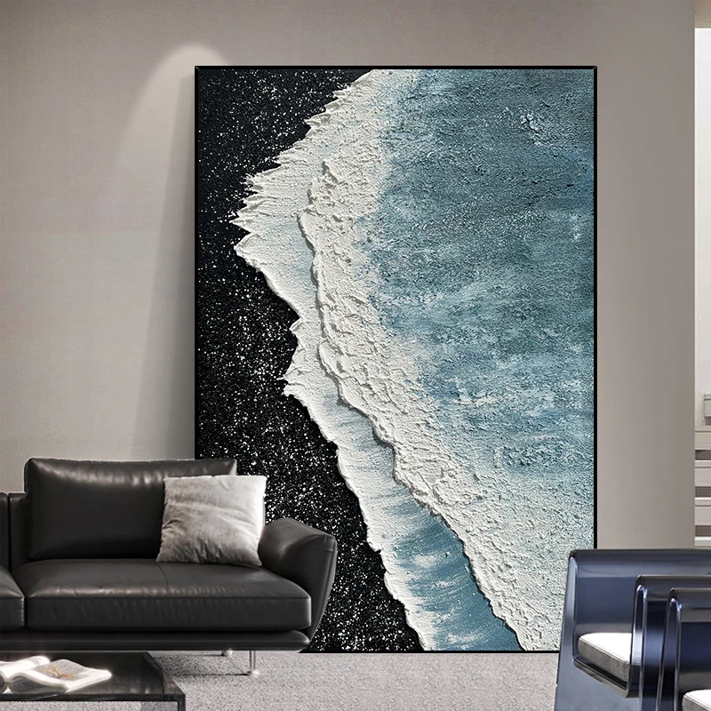 砂岩海浪艺术装饰画客厅卧室沙发背景墙挂画高档入户玄关走廊壁画