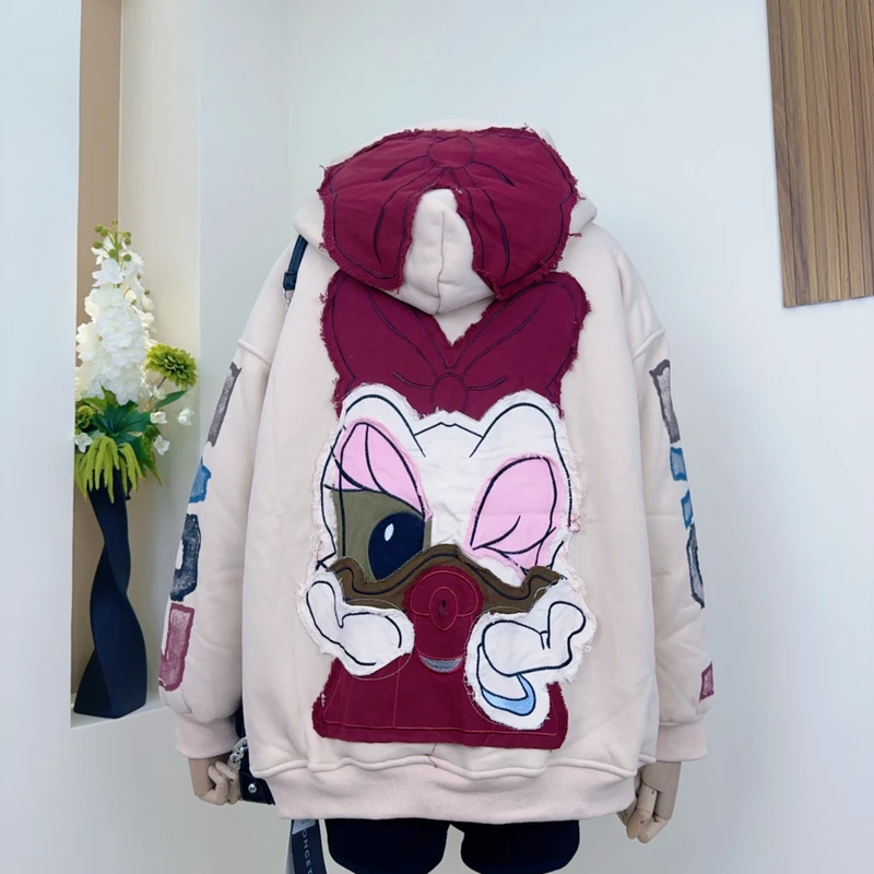 （3227）y2025秋冬刺绣连帽外套女重工印花开衫加绒加厚宽松显瘦