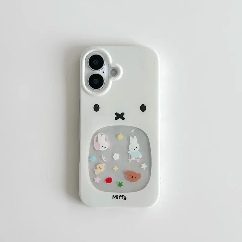 雅天立白色耳机米菲兔适用iPhone16/15苹果手机壳华为vivoppo小米