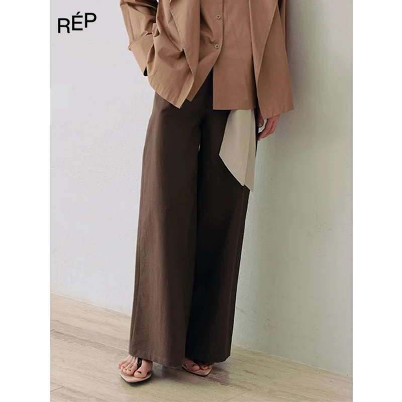 REP-Y III CHUAN EO设计师品牌棕色拼色扭结直筒裤 25SS