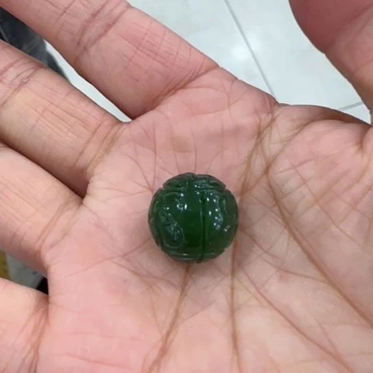 和田玉颈饰未镶嵌卡16碧玉路路通转运珠