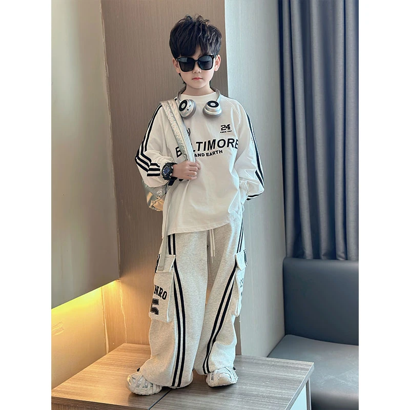 男童秋装卫衣套装2025新款儿童潮酷休闲风上衣韩版男童帅气俩件套