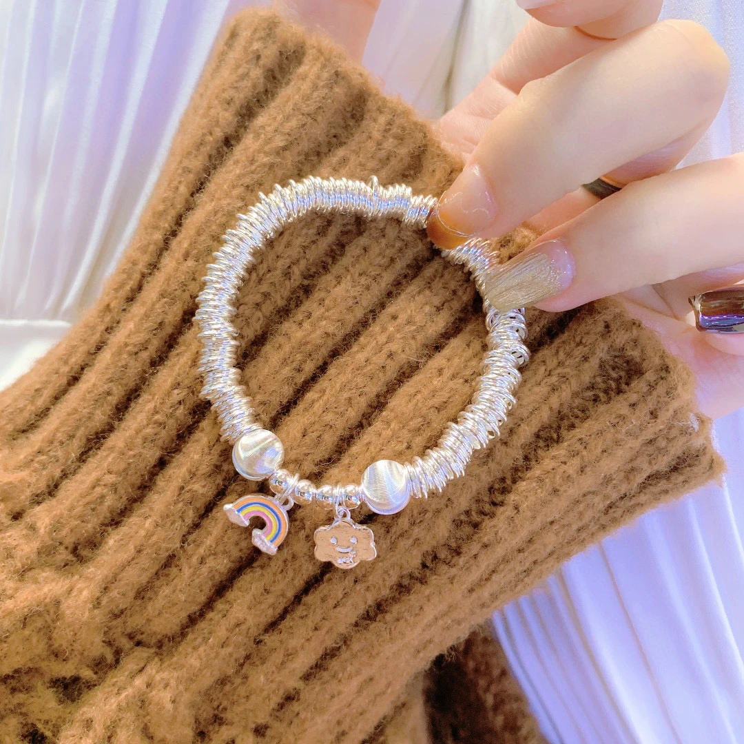 足银手链 足银999纯银2025新款彩虹纯银手链足银手链气质小众ins