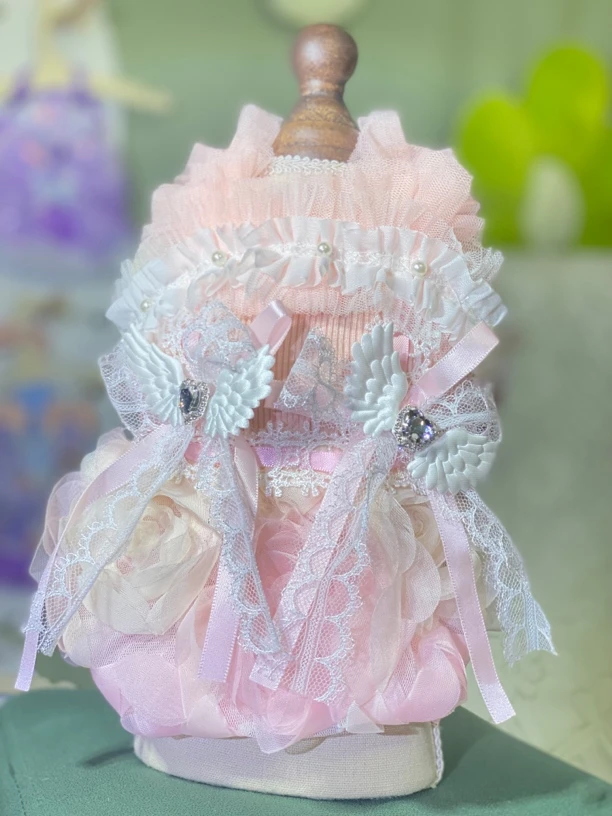 狗狗洛丽塔蕾丝猫咪公主蓬蓬裙小体衣服马尔济斯约克夏粉色连衣裙