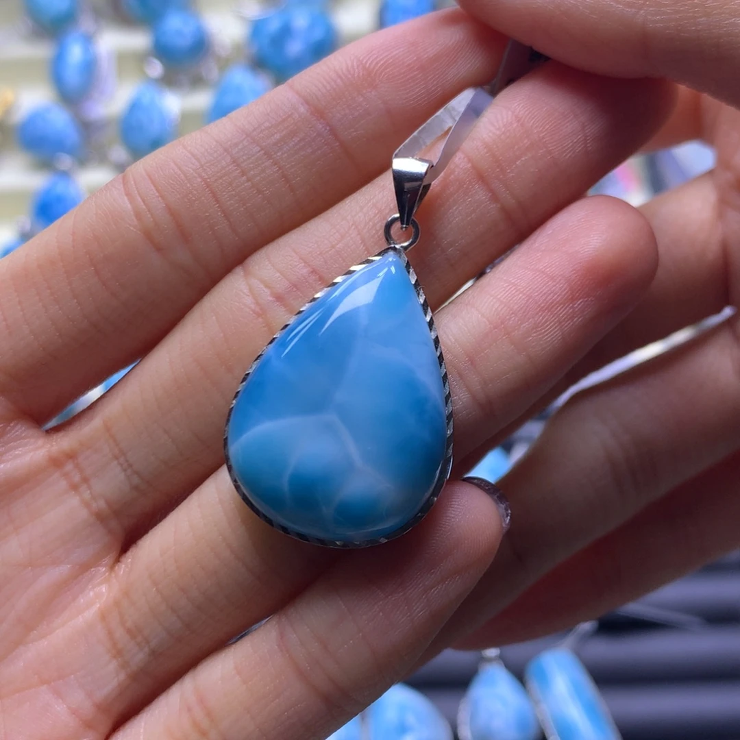 针钠钙石（海纹石）未镶嵌颈饰水滴吊坠色差略异