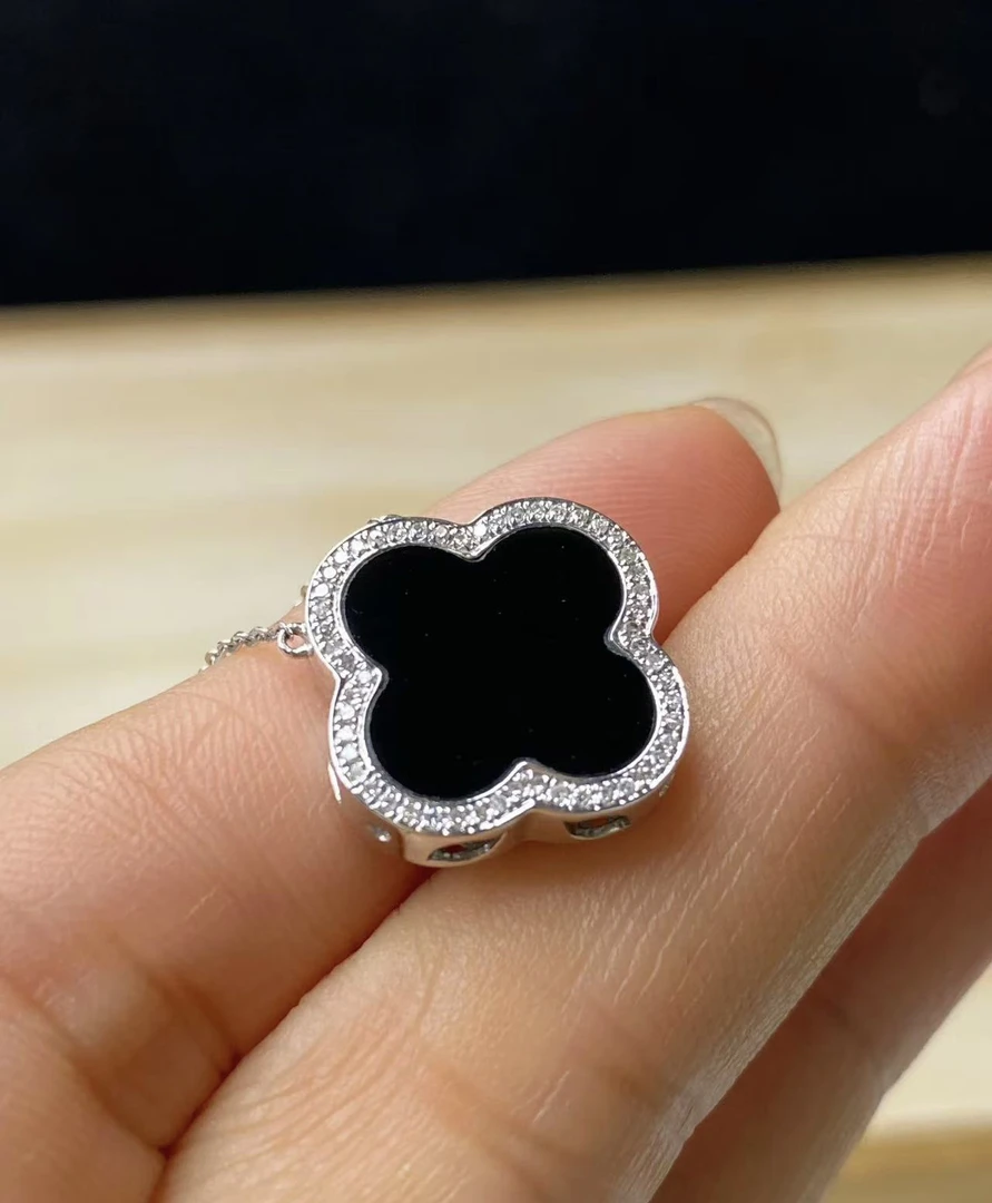 天然墨翠四叶草吊坠