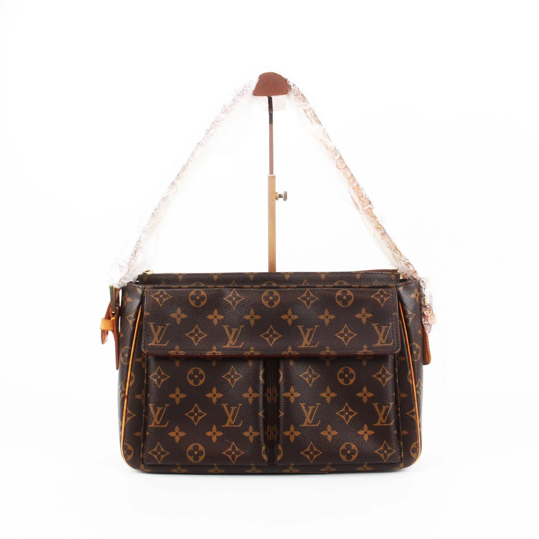 95新 LouisVuitton/路易威登 72450B 老花骆驼大号单肩斜挎包