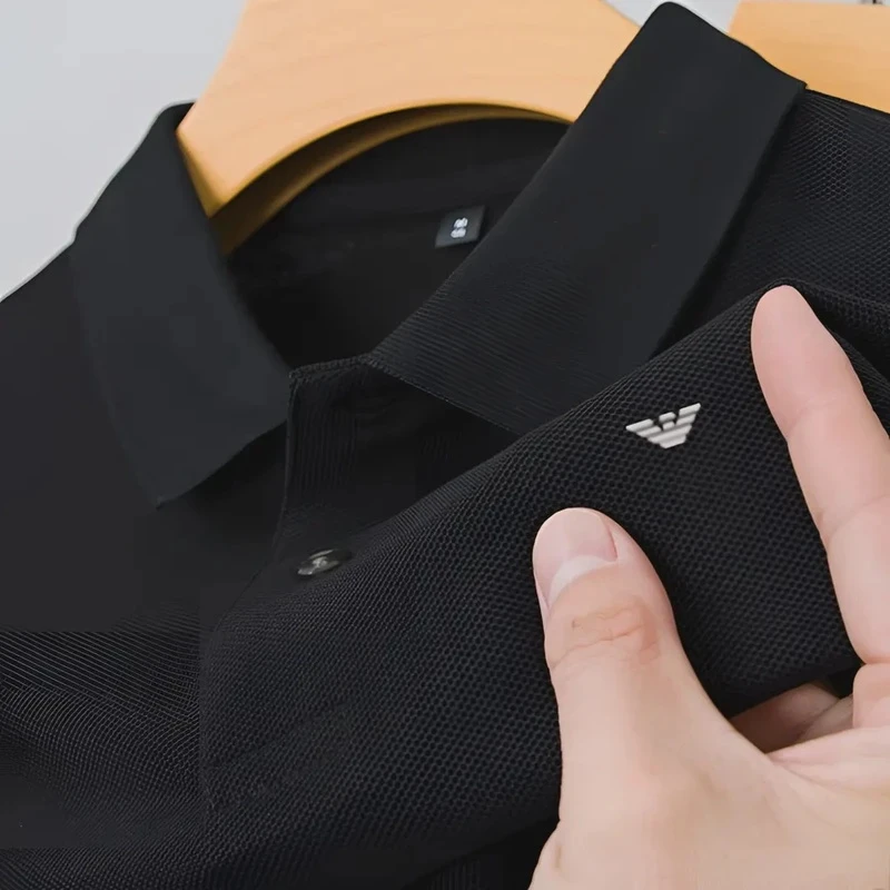 GABBANIE轻奢夏季男士纯棉短袖T恤休闲百搭纯色长袖翻领POLO衫