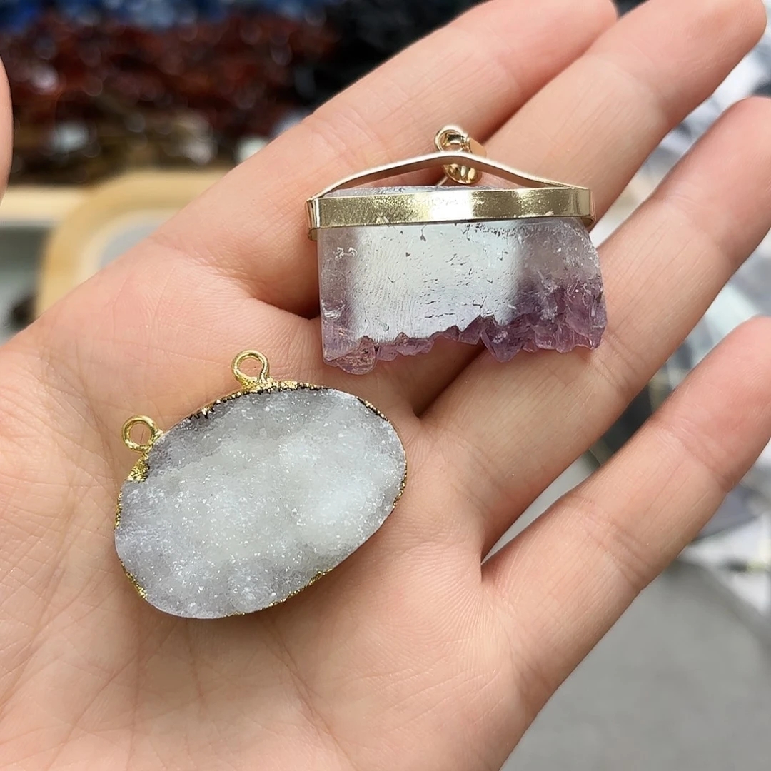 玛瑙/玉髓未镶嵌珠宝半成品吊坠2颗010