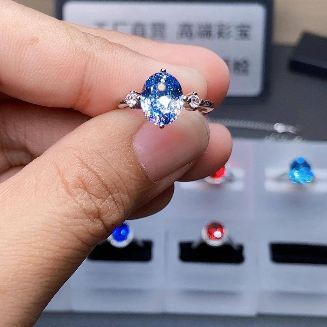 海蓝宝石戒圈银S925镶嵌