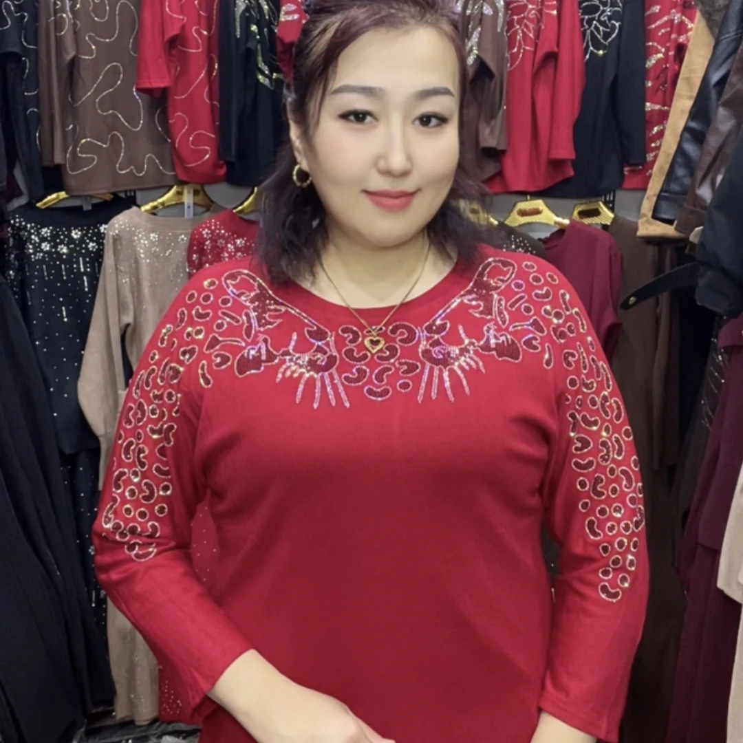 毛针织烫钻上衣时尚显瘦