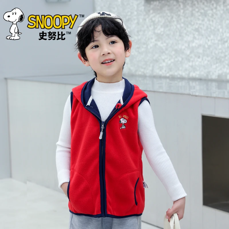 儿童马甲男童春秋连帽摇粒绒2024新款男孩洋气女童马夹外穿坎肩潮
