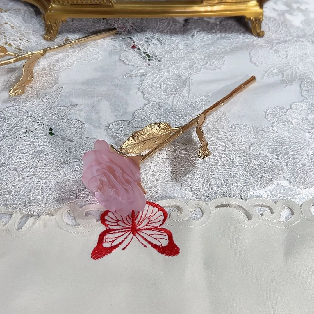 陶瓷脱蜡水晶➕铜玫瑰花一只