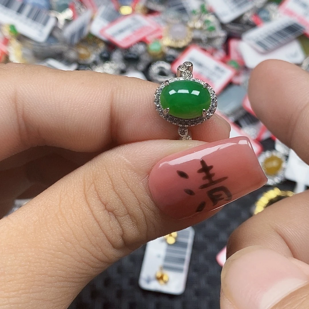 翡翠银S925镶嵌戒指