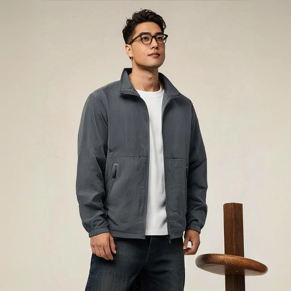 秋季男立领防水男士休闲夹克男装时尚春季休闲户外薄款宽松外套