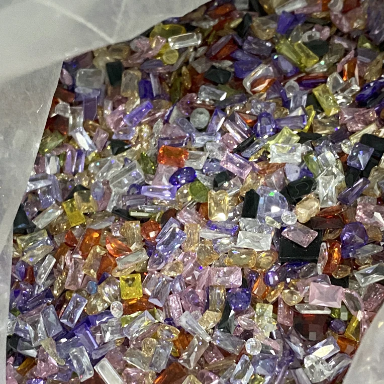 双十一大促爆闪透色彩色混锅锆石钻混彩美甲钻饰品冰透奢华美甲钻