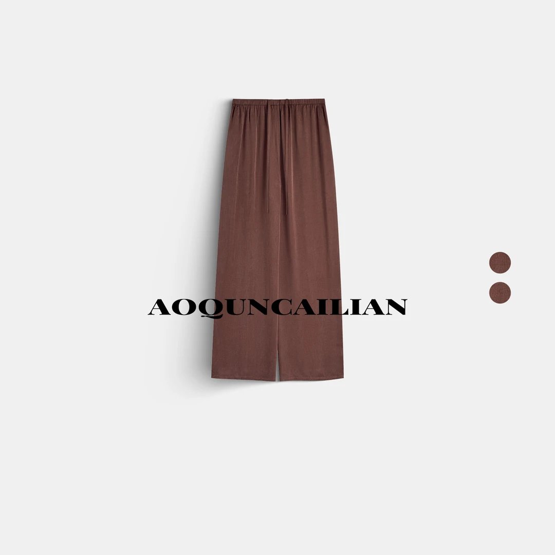 AoQunCaiLian设计师款舒适百搭柔软抽绳休闲裤-GG2661W