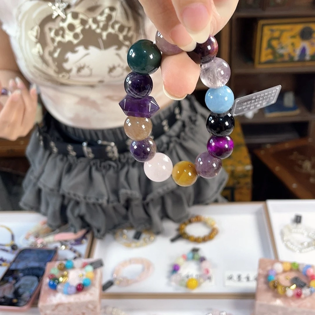 水晶手链银S925镀金镶嵌