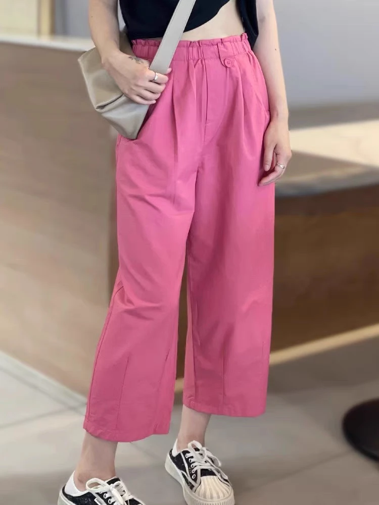 休闲女裤九分裤夏季时尚松紧腰百搭舒适洋气气球裤