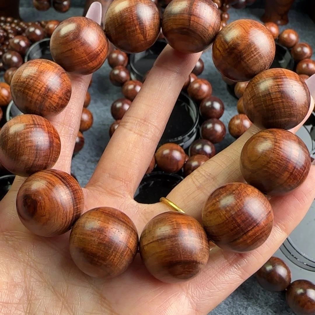 黄花梨/降香黄檀手串/手链多彩黄金底格子纹