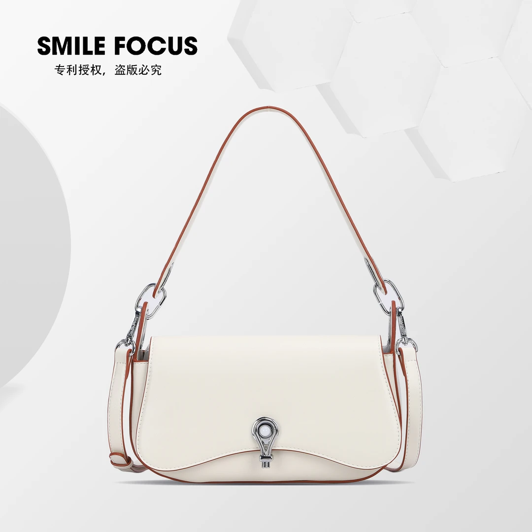SMILE FOCUS/百搭高端女包休闲包白色时尚女士斜挎包（2365）