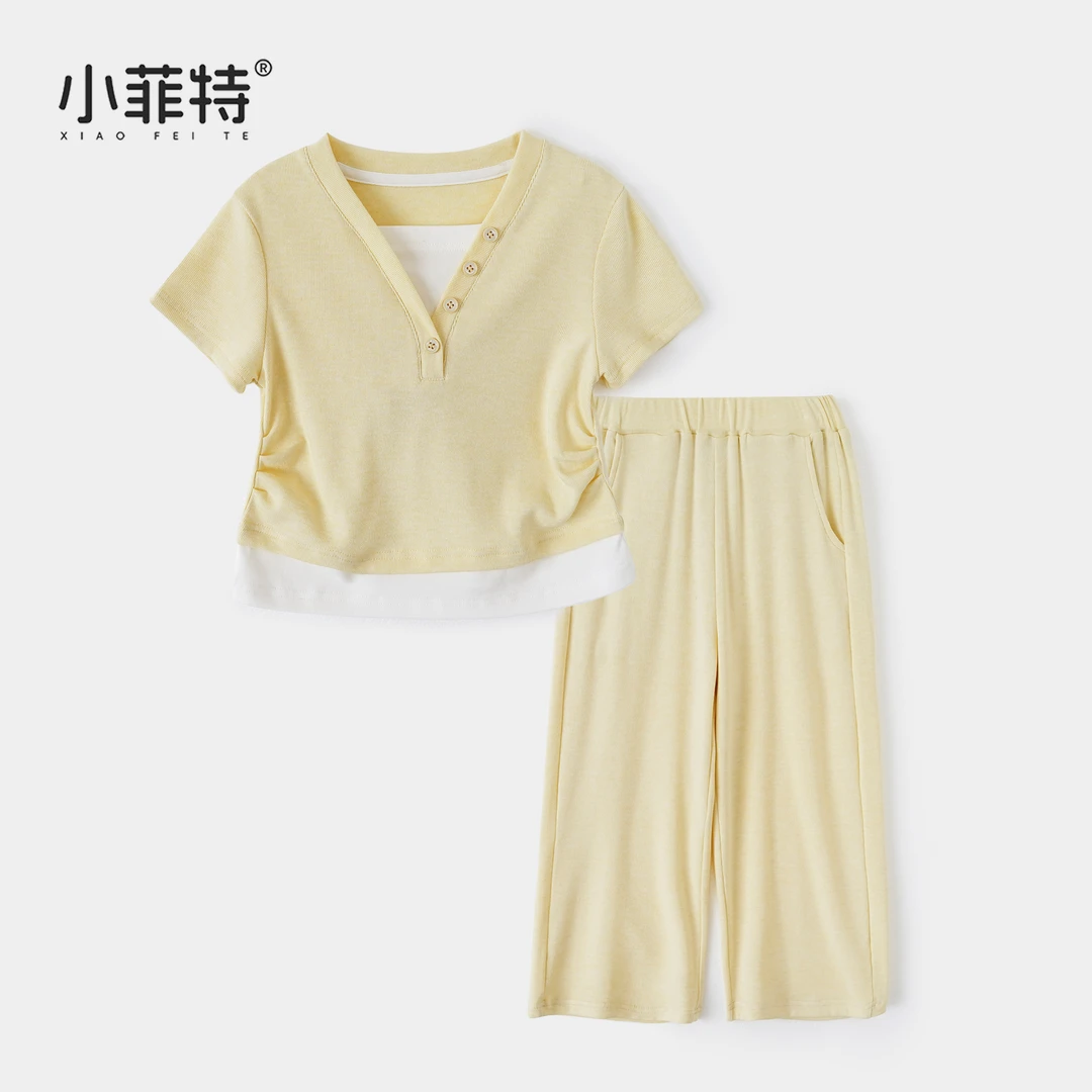 小菲特女童新款夏季套装韩版儿童短袖休闲裤薄款两件套BGTX50702