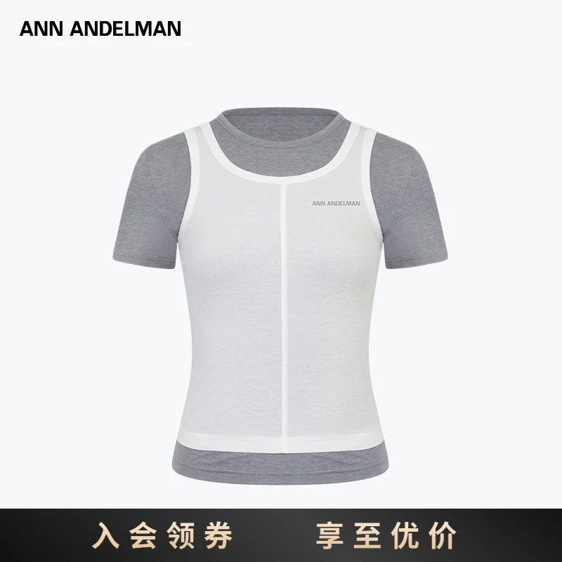 ANN ANDELMAN假两件针织上衣针织舒适时尚户外透气春夏跑步圆领